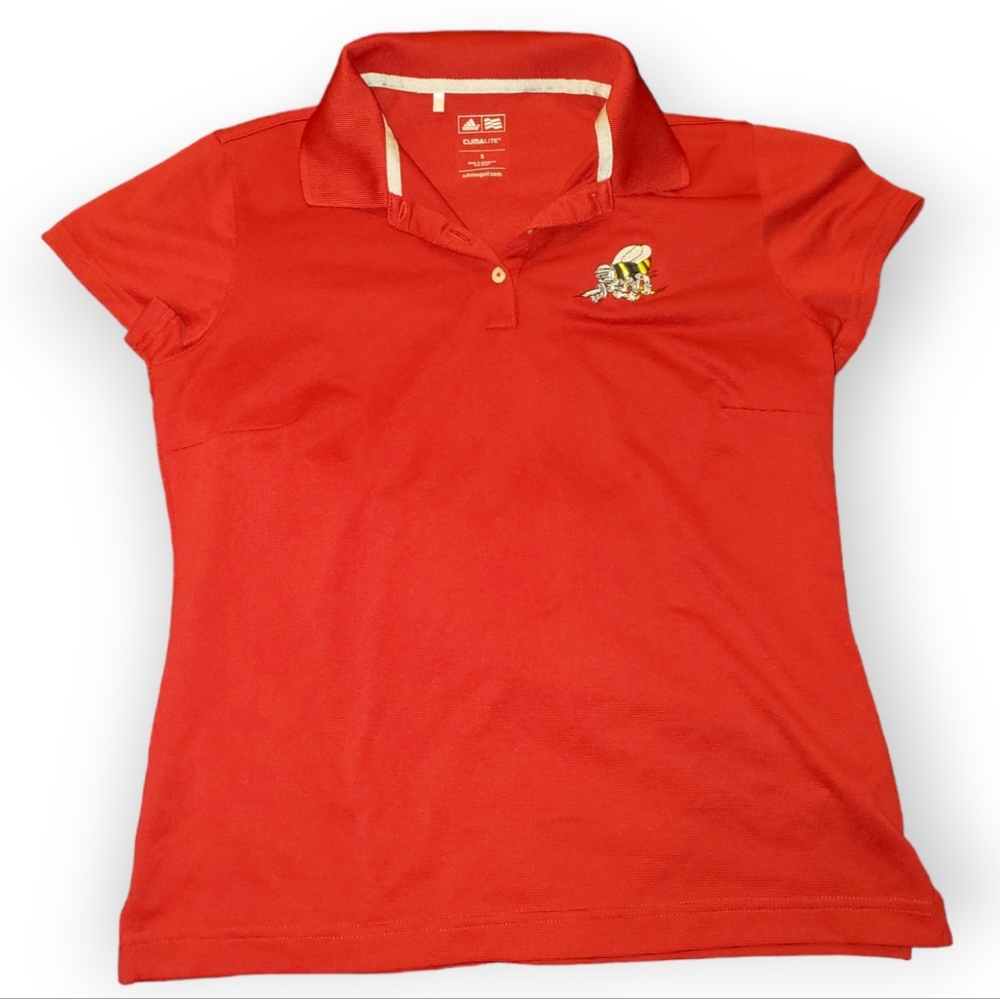 ADIDAS Climalite Golf Embroidered U.S. Navy Seabees Red Polo R.E.D. size Small